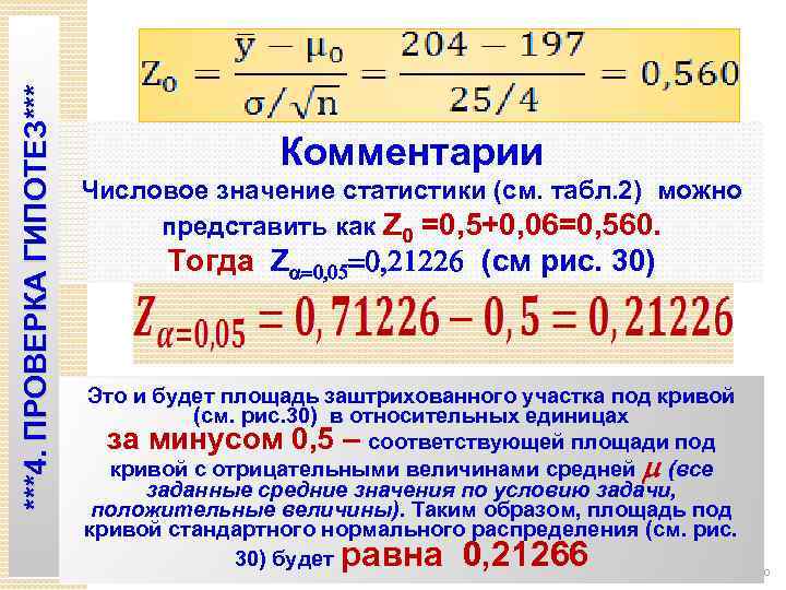 ***4. ПРОВЕРКА ГИПОТЕЗ*** . Комментарии Числовое значение статистики (см. табл. 2) можно представить как