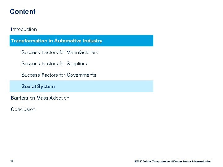Content Introduction Transformation in Automotive Industry Success Factors for Manufacturers Success Factors for Suppliers