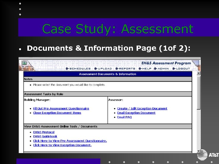 Case Study: Assessment • Documents & Information Page (1 of 2): 