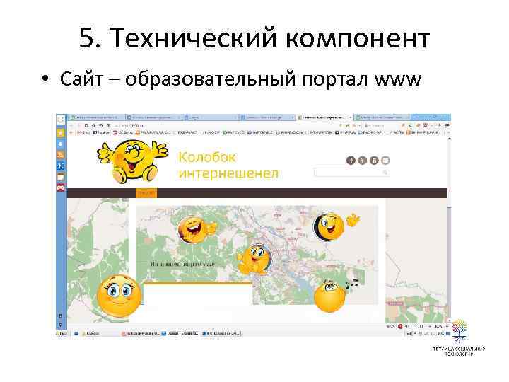 5. Технический компонент • Сайт – образовательный портал www 