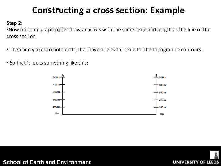Constructing a cross section: Example Step 2: • Now on some graph paper draw