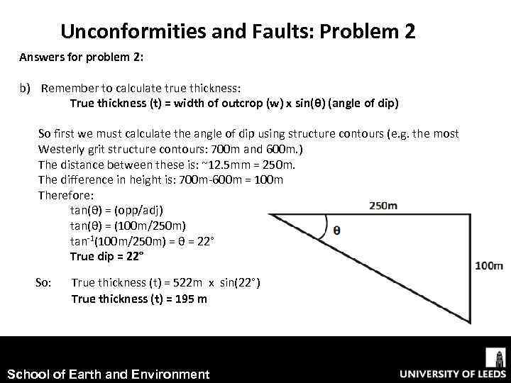 Unconformities and Faults: Problem 2 Answers for problem 2: b) Remember to calculate true