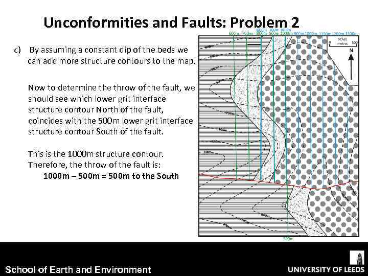 Unconformities and Faults: Problem 2 c) By assuming a constant dip of the beds