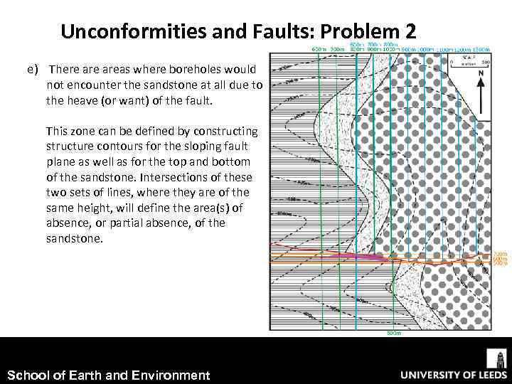 Unconformities and Faults: Problem 2 e) There areas where boreholes would not encounter the