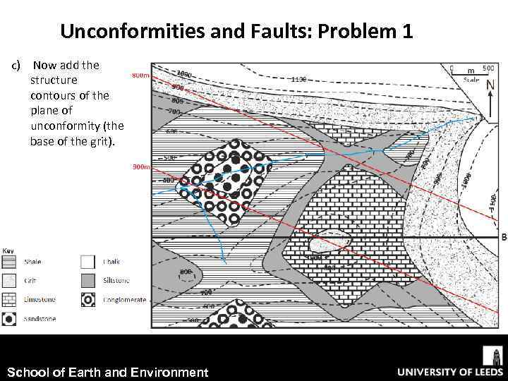 Unconformities and Faults: Problem 1 c) Now add the structure contours of the plane