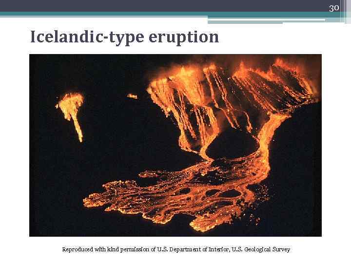 30 Icelandic-type eruption Reproduced with kind permission of U. S. Department of Interior, U.