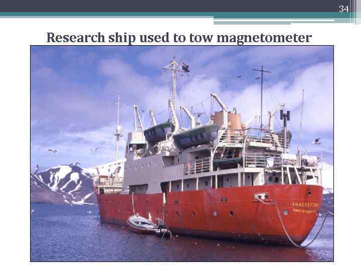 34 Research ship used to tow magnetometer 