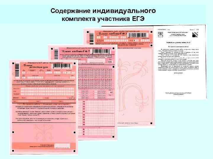 Содержание индивидуального комплекта участника ЕГЭ 