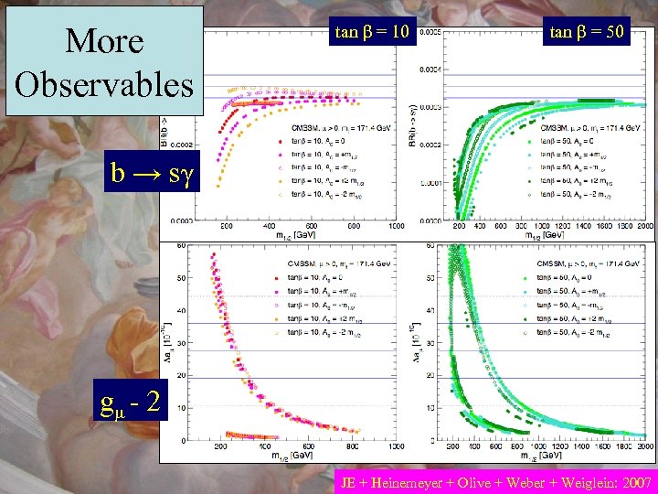 More Observables tan β = 10 tan β = 50 b → sγ gμ