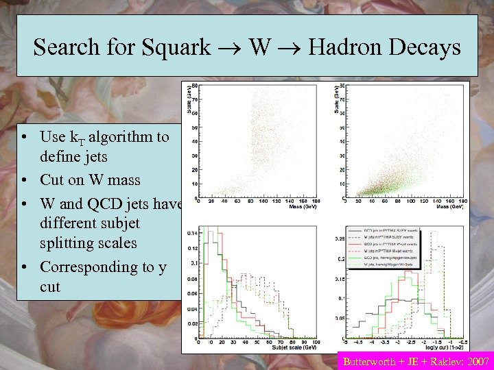 Search for Squark W Hadron Decays • Use k. T algorithm to define jets