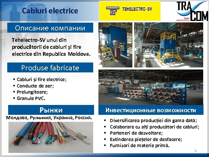 Cabluri electrice Описание компании Tehelectro-SV unul din producătorii de cabluri și fire electrice din