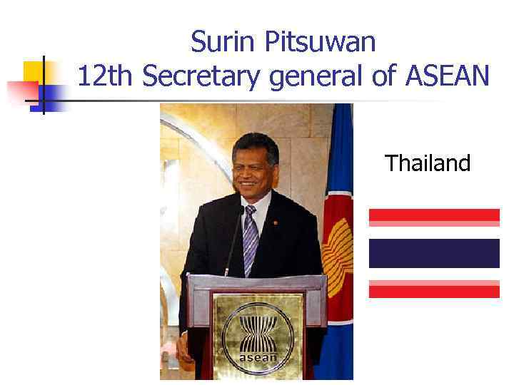 Surin Pitsuwan 12 th Secretary general of ASEAN Thailand 