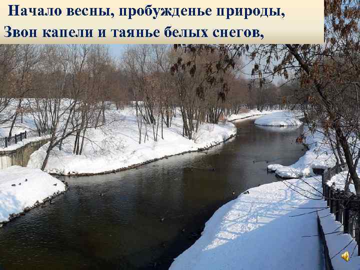 Начало весны, пробужденье природы, Звон капели и таянье белых снегов, 