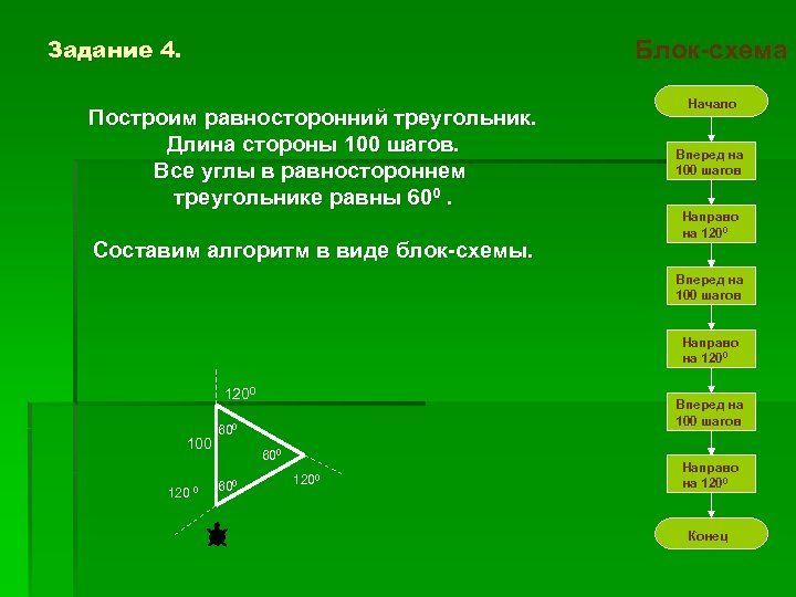 Начертите треугольник длины