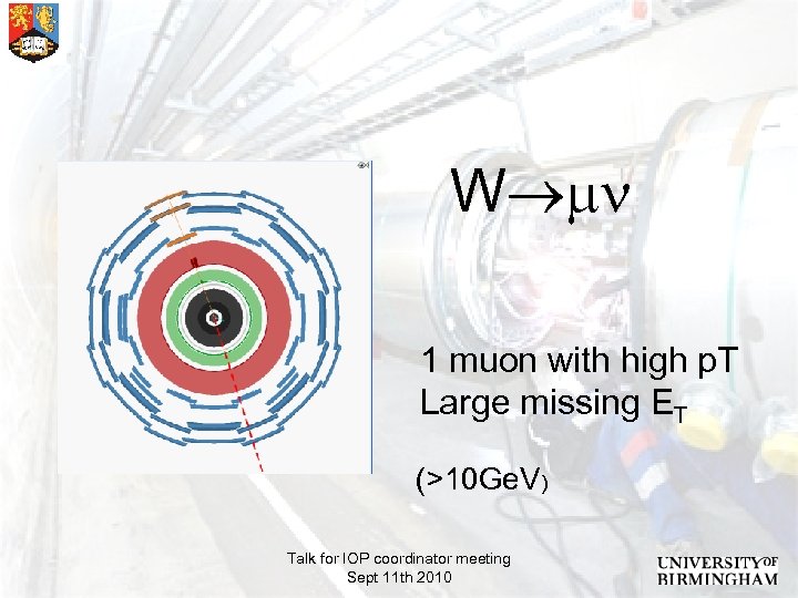  W 1 muon with high p. T Large missing ET (>10 Ge. V)