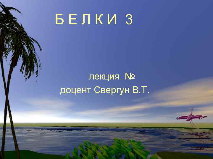 БЕЛКИ 3 лекция № доцент Свергун В. Т. 