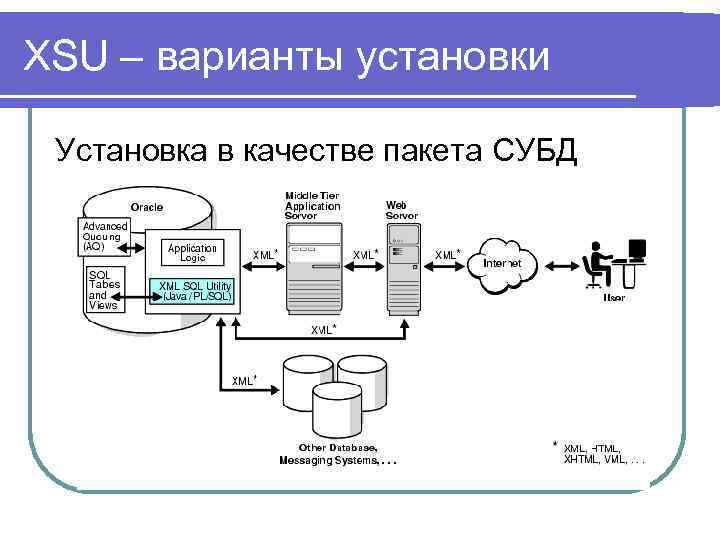 XSU – варианты установки Установка в качестве пакета СУБД 