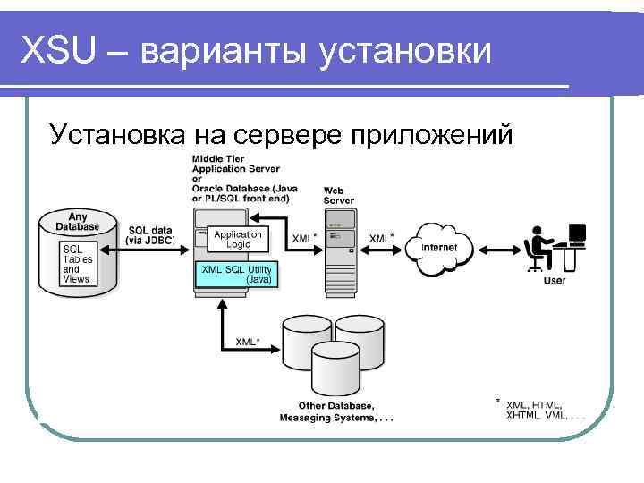 XSU – варианты установки Установка на сервере приложений 