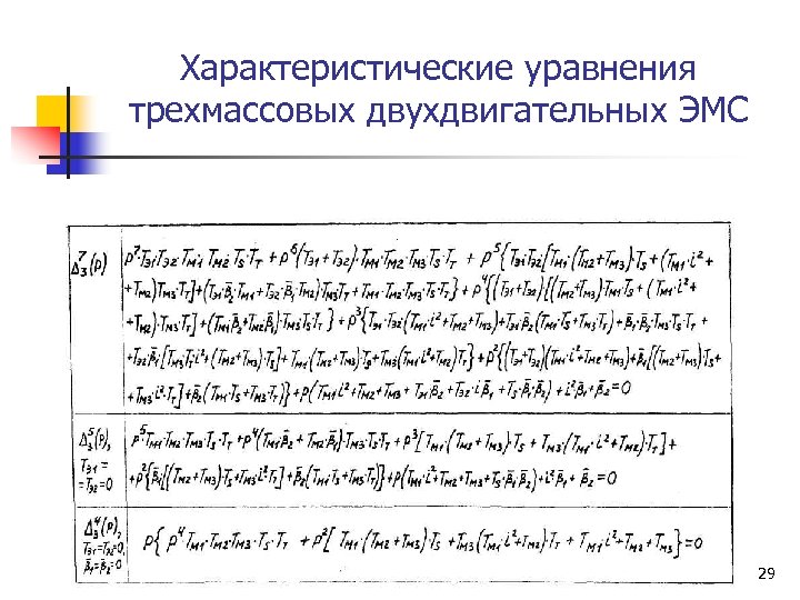 Характеристические уравнения трехмассовых двухдвигательных ЭМС 29 