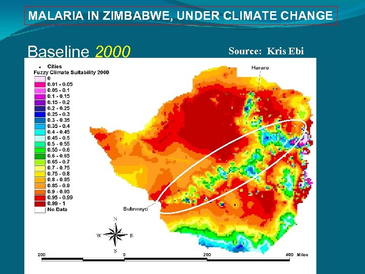 MALARIA IN ZIMBABWE, UNDER CLIMATE CHANGE Source: Kris Ebi Baseline 2000 2025 2050 2075