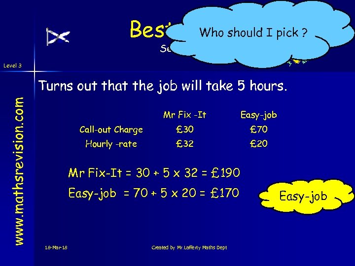 Who Best Deal should I pick ? Service Level 3 www. mathsrevision. com Turns