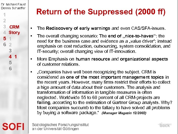 1 2 3 4 5 6 Return of the Suppressed (2000 ff) CRM Story