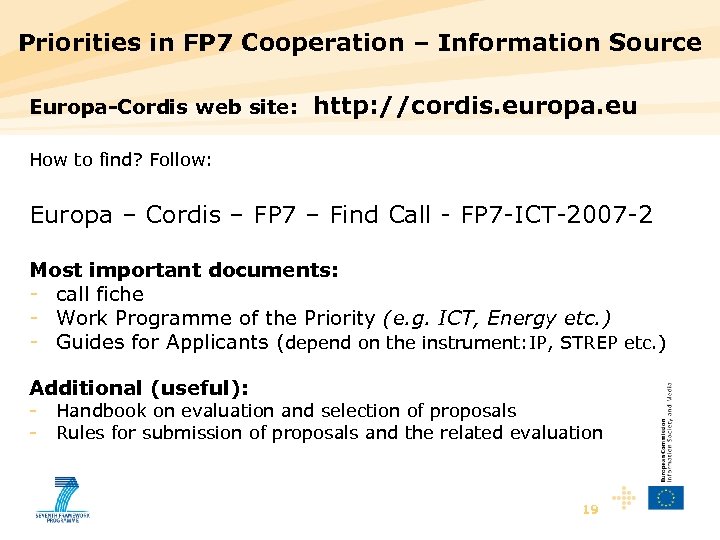 Priorities in FP 7 Cooperation – Information Source Europa-Cordis web site: http: //cordis. europa.