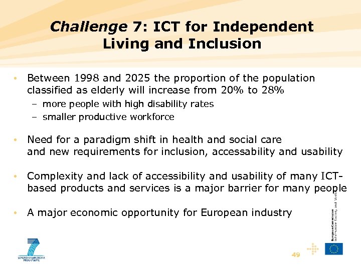 Challenge 7: ICT for Independent Living and Inclusion • Between 1998 and 2025 the