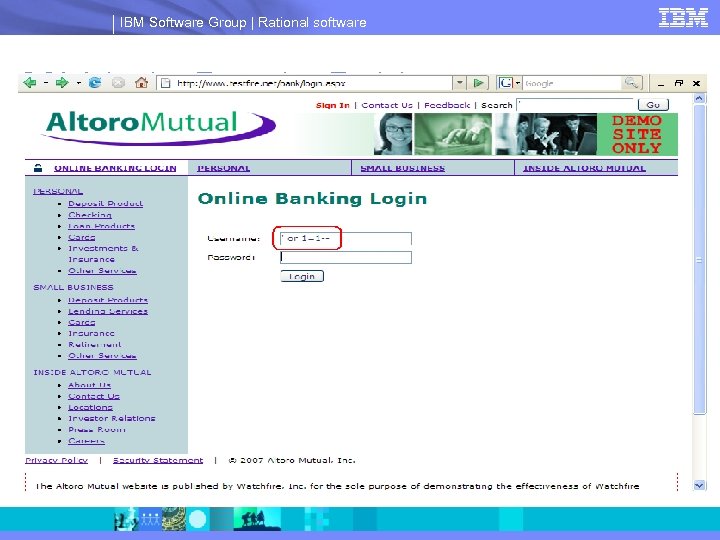 IBM Software Group | Rational software SQL Injection Example - Exploit 