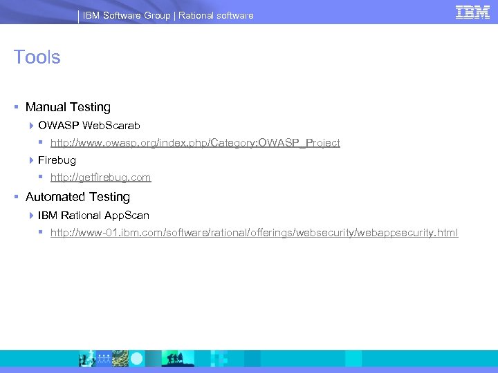 IBM Software Group | Rational software Tools § Manual Testing 4 OWASP Web. Scarab
