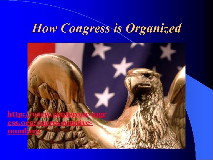 How Congress is Organized http: //www. centeroncongr ess. org/representativenumbers 
