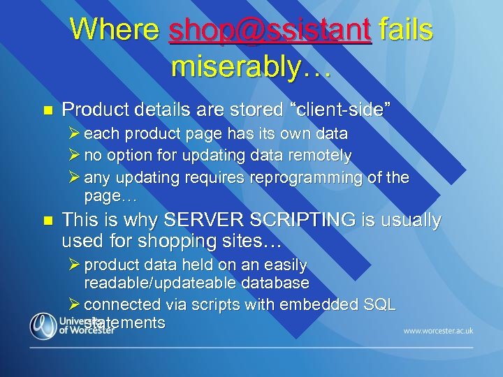 Where shop@ssistant fails miserably… n Product details are stored “client-side” Ø each product page