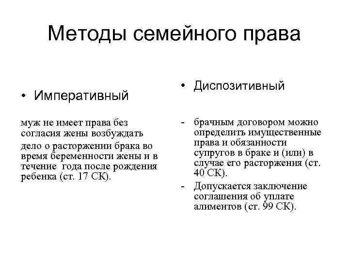 Императивные и диспозитивные нормы. Метод семейного права кратко. Семейное право метод правового регулирования. Специфика метода семейного права. Дозволительно императивный метод семейного права.