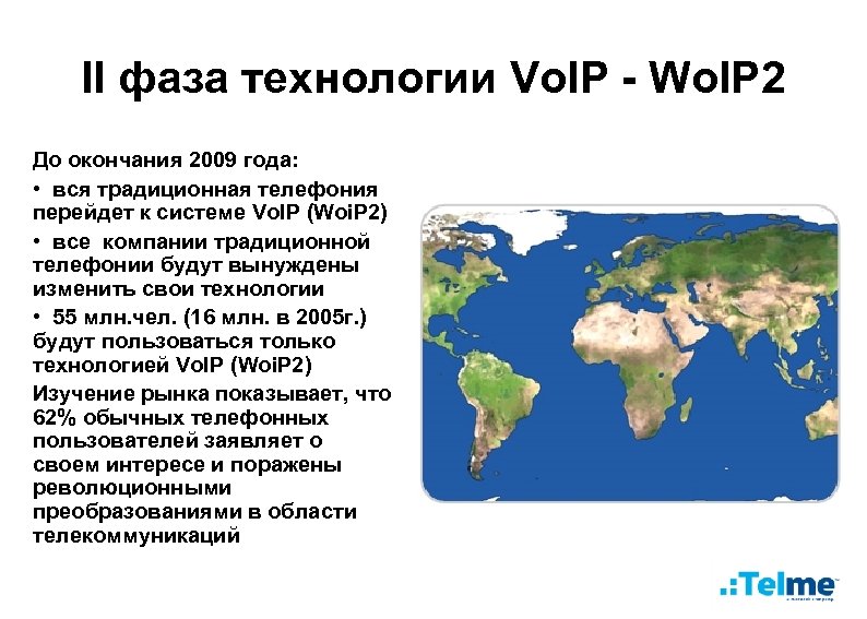 II фаза технологии Vo. IP - Wo. IP 2 До окончания 2009 года: •