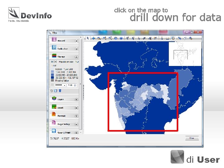 click on the map to drill down for data di User 