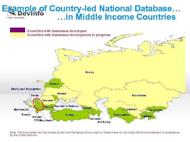 Example of Country-led National Database… …in Middle Income Countries with databases developed Countries with