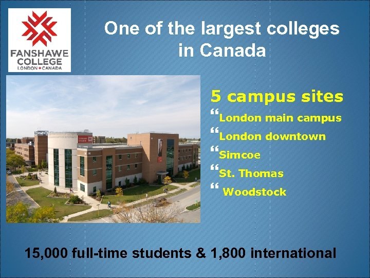 One of the largest colleges in Canada 5 campus sites London main campus London