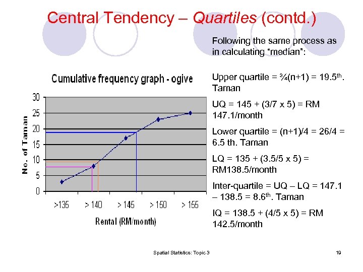 Central Tendency – Quartiles (contd. ) Following the same process as in calculating “median”: