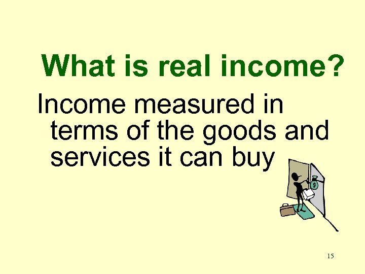 What is real income? Income measured in terms of the goods and services it