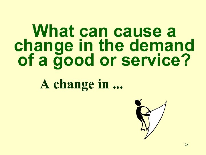 What can cause a change in the demand of a good or service? A