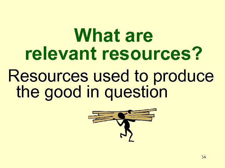 What are relevant resources? Resources used to produce the good in question 34 