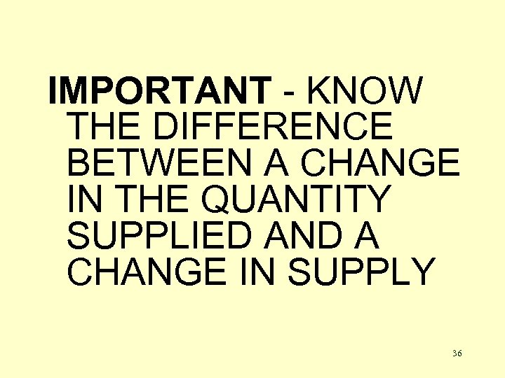 IMPORTANT - KNOW THE DIFFERENCE BETWEEN A CHANGE IN THE QUANTITY SUPPLIED AND A