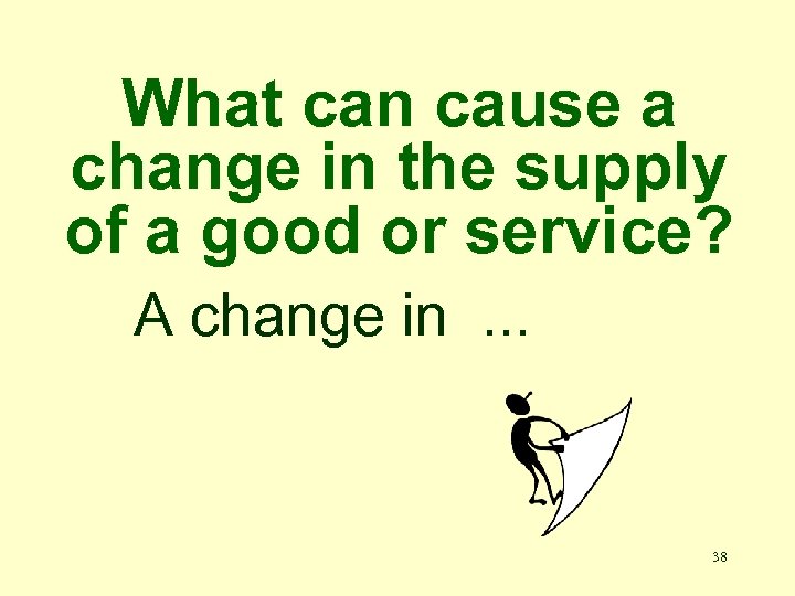 What can cause a change in the supply of a good or service? A