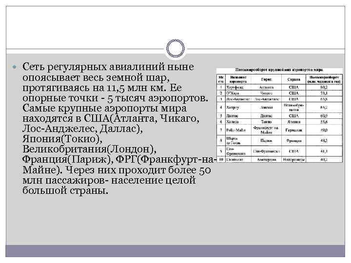  Сеть peгyлярных авиалиний ныне опоясывает весь земной шар, протягиваясь на 11, 5 млн