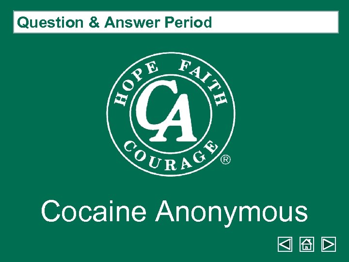 Question & Answer Period Cocaine Anonymous 