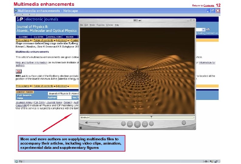 Multimedia enhancements More and more authors are supplying multimedia files to accompany their articles,