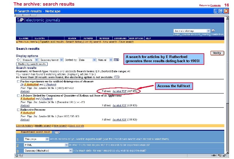 The archive: search results Return to Contents A search for articles by E Rutherford