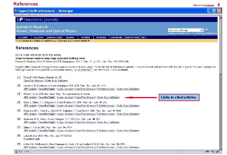 References Return to Contents Links to cited articles 8 