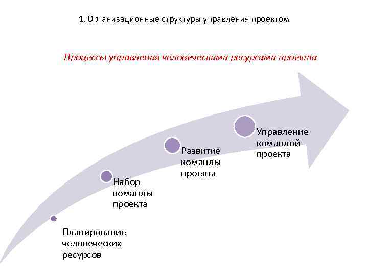 1. Организационные структуры управления проектом Процессы управления человеческими ресурсами проекта Набор команды проекта Планирование