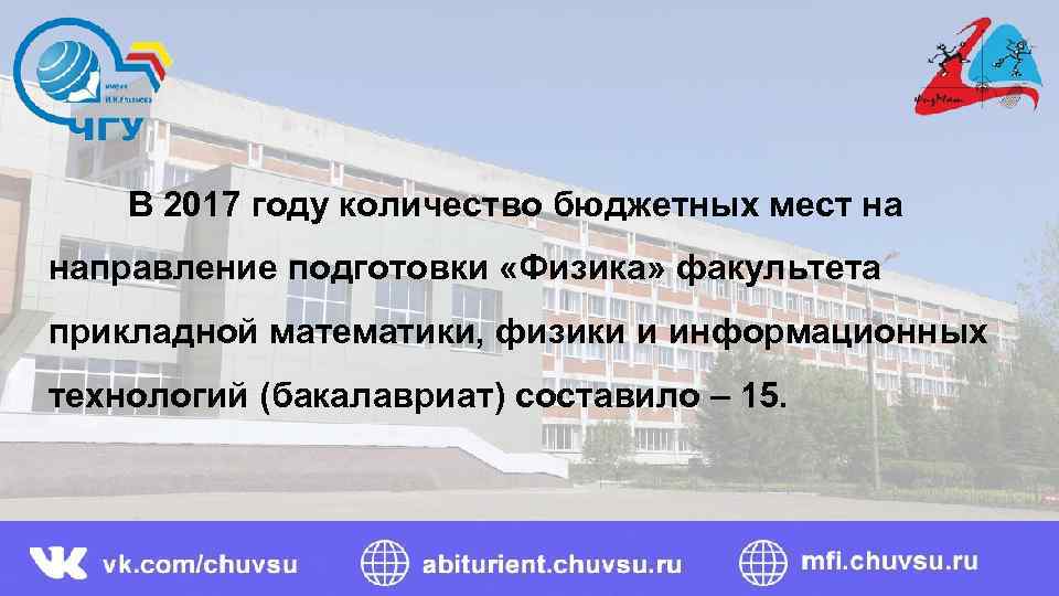  В 2017 году количество бюджетных мест на направление подготовки «Физика» факультета прикладной математики,